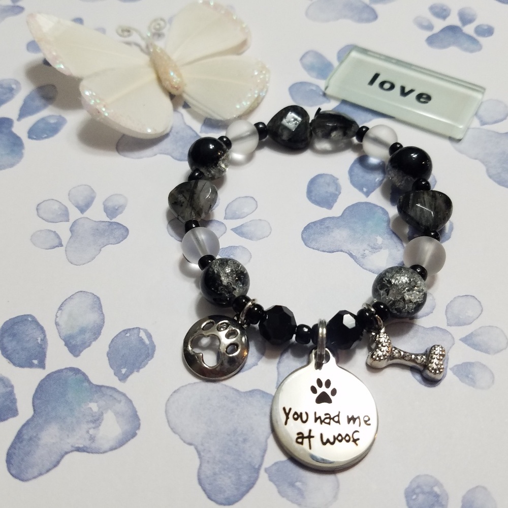 You had me at woof, charm bracelet !!  Handmade!